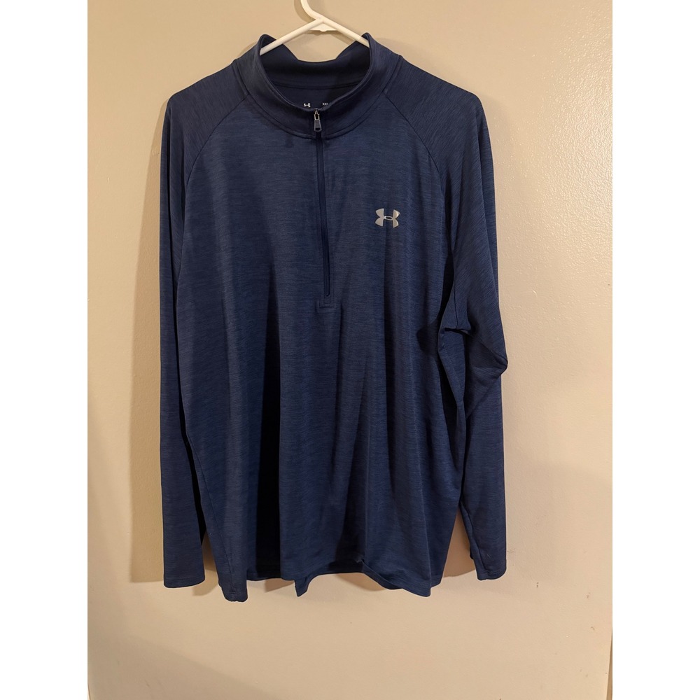 Under Armour Men's XXL Blue Heatgear‎ Quarter Zip Long Sleeve Shirt